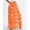 image:imageBTFBM Women Casual High Waist Wide Leg Pants 2026 Spring Summer Long Palazzo Pants Pocket Lounge Beach Vacation ClothesPrint Orange