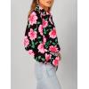 image:imageBTFBM Women Fashion Button Down Shirts 2026 V Neck Boho Printed Long Sleeve Blouses Dressy Casual Spring Fall TopsBig Floral Black Pink