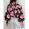 image:imageBTFBM Women Fashion Button Down Shirts 2026 V Neck Boho Printed Long Sleeve Blouses Dressy Casual Spring Fall TopsBig Floral Black Pink