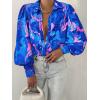 image:imageBTFBM Women Fashion Button Down Shirts 2026 V Neck Boho Printed Long Sleeve Blouses Dressy Casual Spring Fall TopsFloral Blue Pink