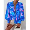 image:imageBTFBM Women Fashion Button Down Shirts 2026 V Neck Boho Printed Long Sleeve Blouses Dressy Casual Spring Fall TopsFloral Blue Pink