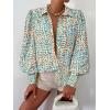 image:imageBTFBM Women Fashion Button Down Shirts 2026 V Neck Boho Printed Long Sleeve Blouses Dressy Casual Spring Fall TopsFloral Blue White