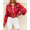 image:imageBTFBM Women Fashion Button Down Shirts 2026 V Neck Boho Printed Long Sleeve Blouses Dressy Casual Spring Fall TopsFloral Red