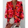 image:imageBTFBM Women Fashion Button Down Shirts 2026 V Neck Boho Printed Long Sleeve Blouses Dressy Casual Spring Fall TopsFloral Red