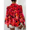 image:imageBTFBM Women Fashion Button Down Shirts 2026 V Neck Boho Printed Long Sleeve Blouses Dressy Casual Spring Fall TopsFloral Red