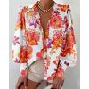 image:imageBTFBM Women Fashion Button Down Shirts 2026 V Neck Boho Printed Long Sleeve Blouses Dressy Casual Spring Fall TopsFloral White Red