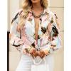 image:imageBTFBM Women Fashion Button Down Shirts 2026 V Neck Boho Printed Long Sleeve Blouses Dressy Casual Spring Fall TopsGraphic Print