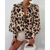 image:imageBTFBM Women Fashion Button Down Shirts 2026 V Neck Boho Printed Long Sleeve Blouses Dressy Casual Spring Fall TopsLeopard Print
