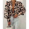 image:imageBTFBM Women Fashion Button Down Shirts 2026 V Neck Boho Printed Long Sleeve Blouses Dressy Casual Spring Fall TopsLeopard Print