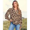 image:imageBTFBM Women Fashion Button Down Shirts 2026 V Neck Boho Printed Long Sleeve Blouses Dressy Casual Spring Fall TopsLeopard Print
