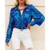 image:imageBTFBM Women Fashion Button Down Shirts 2026 V Neck Boho Printed Long Sleeve Blouses Dressy Casual Spring Fall TopsMulti Blue