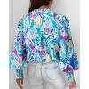 image:imageBTFBM Women Fashion Button Down Shirts 2026 V Neck Boho Printed Long Sleeve Blouses Dressy Casual Spring Fall TopsMulti Green Blue