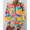image:imageBTFBM Women Fashion Button Down Shirts 2026 V Neck Boho Printed Long Sleeve Blouses Dressy Casual Spring Fall TopsMulti Orange