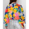 image:imageBTFBM Women Fashion Button Down Shirts 2026 V Neck Boho Printed Long Sleeve Blouses Dressy Casual Spring Fall TopsMulti Orange