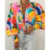 image:imageBTFBM Women Fashion Button Down Shirts 2026 V Neck Boho Printed Long Sleeve Blouses Dressy Casual Spring Fall TopsMulti Orange
