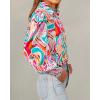 image:imageBTFBM Women Fashion Button Down Shirts 2026 V Neck Boho Printed Long Sleeve Blouses Dressy Casual Spring Fall TopsMulti Pink Green