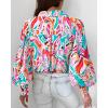 image:imageBTFBM Women Fashion Button Down Shirts 2026 V Neck Boho Printed Long Sleeve Blouses Dressy Casual Spring Fall TopsMulti Pink Green