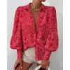 image:imageBTFBM Women Fashion Button Down Shirts 2026 V Neck Boho Printed Long Sleeve Blouses Dressy Casual Spring Fall TopsMulti Red
