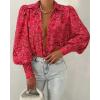 image:imageBTFBM Women Fashion Button Down Shirts 2026 V Neck Boho Printed Long Sleeve Blouses Dressy Casual Spring Fall TopsMulti Red
