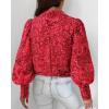 image:imageBTFBM Women Fashion Button Down Shirts 2026 V Neck Boho Printed Long Sleeve Blouses Dressy Casual Spring Fall TopsMulti Red
