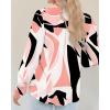image:imageBTFBM Women Fashion Button Down Shirts 2026 V Neck Boho Printed Long Sleeve Blouses Dressy Casual Spring Fall TopsPrint Black Pink