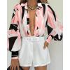 image:imageBTFBM Women Fashion Button Down Shirts 2026 V Neck Boho Printed Long Sleeve Blouses Dressy Casual Spring Fall TopsPrint Black Pink
