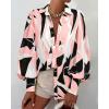 image:imageBTFBM Women Fashion Button Down Shirts 2026 V Neck Boho Printed Long Sleeve Blouses Dressy Casual Spring Fall TopsPrint Black Pink