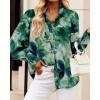 image:imageBTFBM Women Fashion Button Down Shirts 2026 V Neck Boho Printed Long Sleeve Blouses Dressy Casual Spring Fall TopsPrint Green