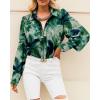 image:imageBTFBM Women Fashion Button Down Shirts 2026 V Neck Boho Printed Long Sleeve Blouses Dressy Casual Spring Fall TopsPrint Green