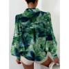 image:imageBTFBM Women Fashion Button Down Shirts 2026 V Neck Boho Printed Long Sleeve Blouses Dressy Casual Spring Fall TopsPrint Green