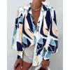 image:imageBTFBM Women Fashion Button Down Shirts 2026 V Neck Boho Printed Long Sleeve Blouses Dressy Casual Spring Fall TopsPrint Navy