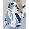 image:imageBTFBM Women Fashion Button Down Shirts 2026 V Neck Boho Printed Long Sleeve Blouses Dressy Casual Spring Fall TopsPrint Navy