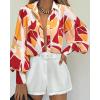 image:imageBTFBM Women Fashion Button Down Shirts 2026 V Neck Boho Printed Long Sleeve Blouses Dressy Casual Spring Fall TopsPrint Red Brown
