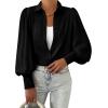 image:imageBTFBM Women Fashion Button Down Shirts 2026 V Neck Boho Printed Long Sleeve Blouses Dressy Casual Spring Fall TopsSolid Black