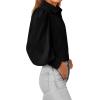 image:imageBTFBM Women Fashion Button Down Shirts 2026 V Neck Boho Printed Long Sleeve Blouses Dressy Casual Spring Fall TopsSolid Black