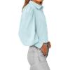 image:imageBTFBM Women Fashion Button Down Shirts 2026 V Neck Boho Printed Long Sleeve Blouses Dressy Casual Spring Fall TopsSolid Light Blue
