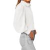 image:imageBTFBM Women Fashion Button Down Shirts 2026 V Neck Boho Printed Long Sleeve Blouses Dressy Casual Spring Fall TopsSolid White