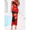 image:imageBTFBM Women Floral Cocktail Wedding Guest Dress Summer Spring 2026 Twist Strap Bodycon Mesh Beach Vacation Maxi DressesFloral Black Red