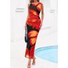 image:imageBTFBM Women Floral Cocktail Wedding Guest Dress Summer Spring 2026 Twist Strap Bodycon Mesh Beach Vacation Maxi DressesFloral Black Red