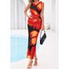 image:imageBTFBM Women Floral Cocktail Wedding Guest Dress Summer Spring 2026 Twist Strap Bodycon Mesh Beach Vacation Maxi DressesFloral Black Red
