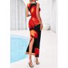 image:imageBTFBM Women Floral Cocktail Wedding Guest Dress Summer Spring 2026 Twist Strap Bodycon Mesh Beach Vacation Maxi DressesFloral Black Red