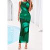 image:imageBTFBM Women Floral Cocktail Wedding Guest Dress Summer Spring 2026 Twist Strap Bodycon Mesh Beach Vacation Maxi DressesFloral Dark Green