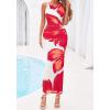 image:imageBTFBM Women Floral Cocktail Wedding Guest Dress Summer Spring 2026 Twist Strap Bodycon Mesh Beach Vacation Maxi DressesFloral White Red