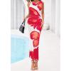 image:imageBTFBM Women Floral Cocktail Wedding Guest Dress Summer Spring 2026 Twist Strap Bodycon Mesh Beach Vacation Maxi DressesFloral White Red
