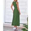image:imageBTFBM Women Tank Midi Dress Summer Crewneck Sleeveless Pleated A Line Business Casual Formal Sweater Spring Dresses 2026Army Green