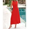 image:imageBTFBM Women Tank Midi Dress Summer Crewneck Sleeveless Pleated A Line Business Casual Formal Sweater Spring Dresses 2026Brick Red
