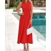 image:imageBTFBM Women Tank Midi Dress Summer Crewneck Sleeveless Pleated A Line Business Casual Formal Sweater Spring Dresses 2026Brick Red