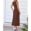image:imageBTFBM Women Tank Midi Dress Summer Crewneck Sleeveless Pleated A Line Business Casual Formal Sweater Spring Dresses 2026Brown