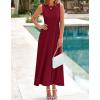 image:imageBTFBM Women Tank Midi Dress Summer Crewneck Sleeveless Pleated A Line Business Casual Formal Sweater Spring Dresses 2026Burgundy