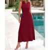 image:imageBTFBM Women Tank Midi Dress Summer Crewneck Sleeveless Pleated A Line Business Casual Formal Sweater Spring Dresses 2026Burgundy